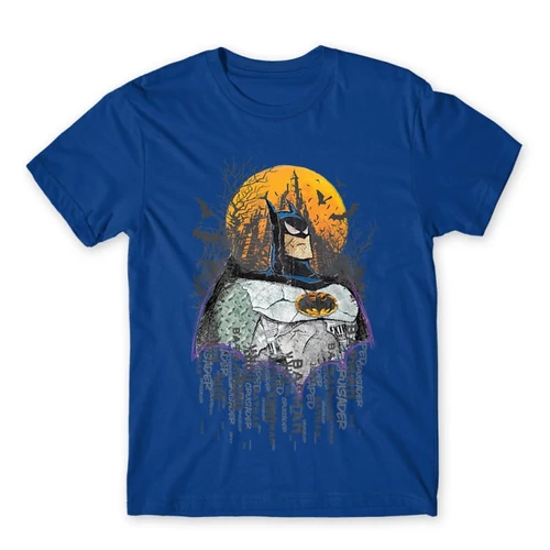 Királykék Batman férfi rövid ujjú póló - Batman Comic Grunge