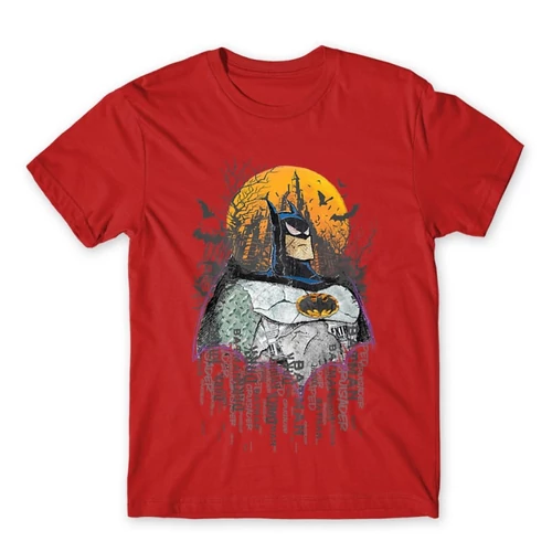 Piros Batman férfi rövid ujjú póló - Batman Comic Grunge