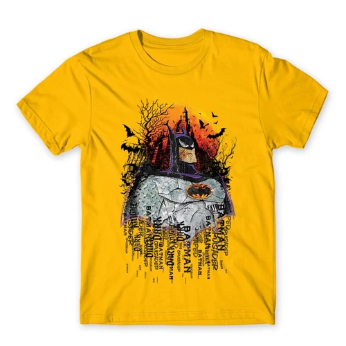 Sárga Batman férfi rövid ujjú póló - Batman Comic Grunge