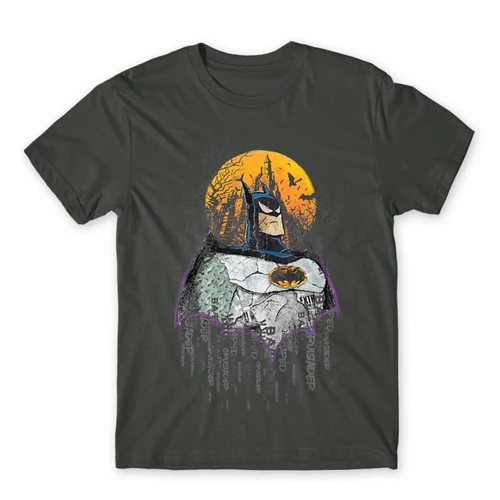 Sötétszürke Batman férfi rövid ujjú póló - Batman Comic Grunge