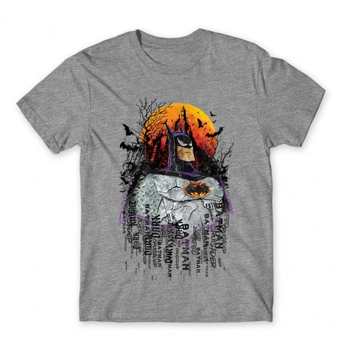 Sportszürke Batman férfi rövid ujjú póló - Batman Comic Grunge