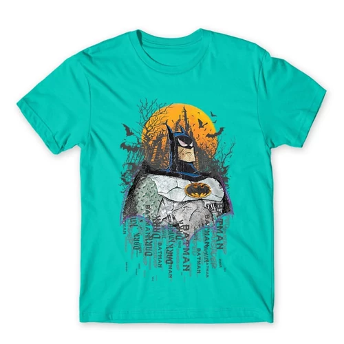 Türkiz Batman férfi rövid ujjú póló - Batman Comic Grunge