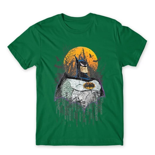 Zöld Batman férfi rövid ujjú póló - Batman Comic Grunge