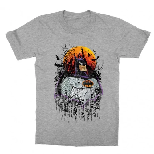 Sportszürke Batman gyerek rövid ujjú póló - Batman Comic Grunge