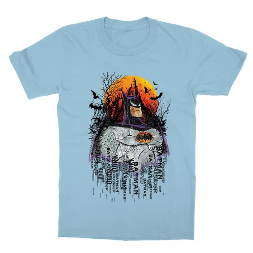 Világoskék Batman gyerek rövid ujjú póló - Batman Comic Grunge