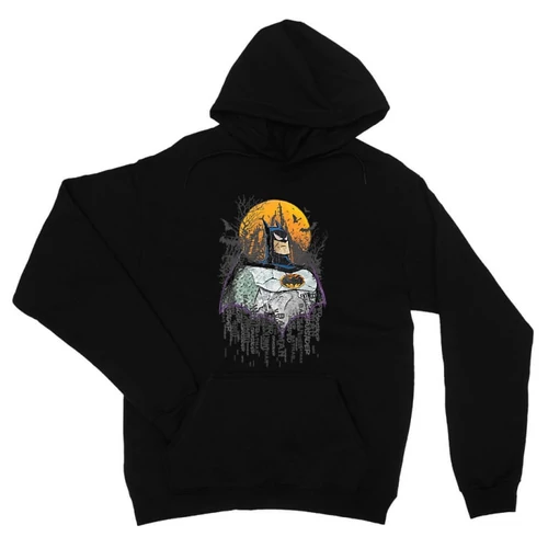 Fekete Batman unisex kapucnis pulóver - Batman Comic Grunge