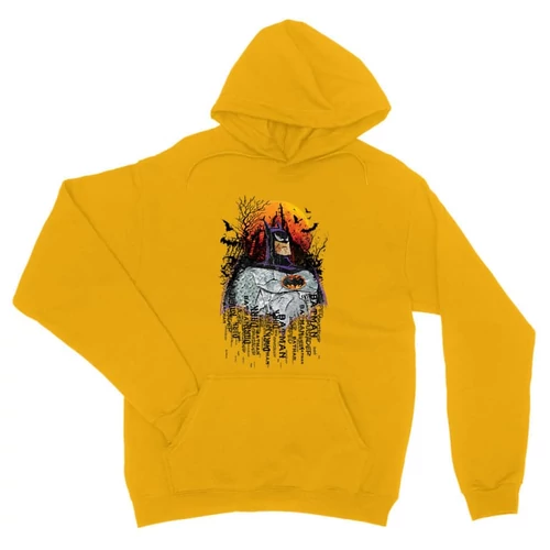 Sárga Batman unisex kapucnis pulóver - Batman Comic Grunge