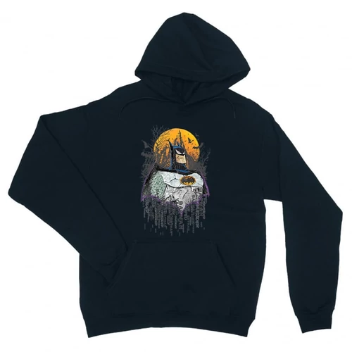 Sötétkék Batman unisex kapucnis pulóver - Batman Comic Grunge