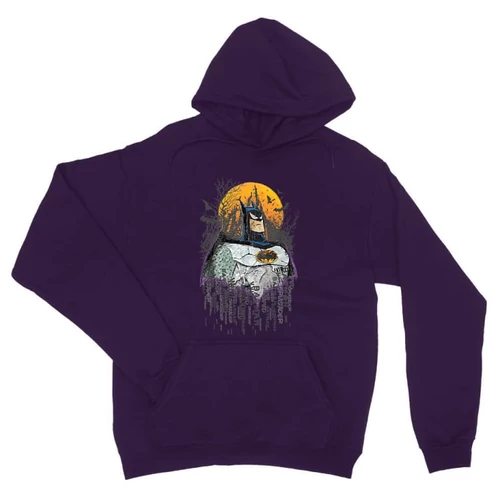 Sötétlila Batman unisex kapucnis pulóver - Batman Comic Grunge