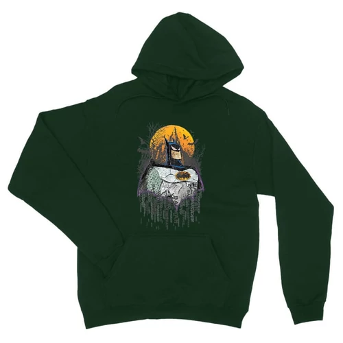 Sötétzöld Batman unisex kapucnis pulóver - Batman Comic Grunge