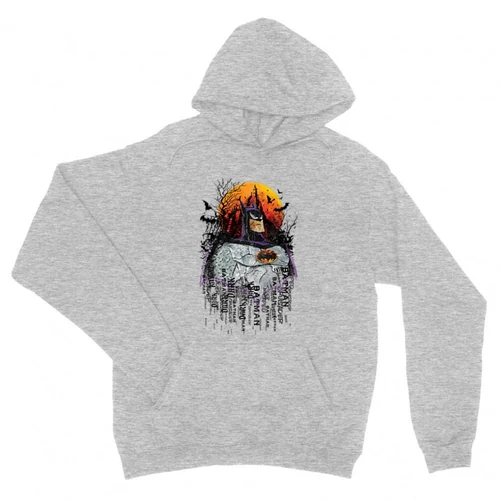 Sportszürke Batman unisex kapucnis pulóver - Batman Comic Grunge