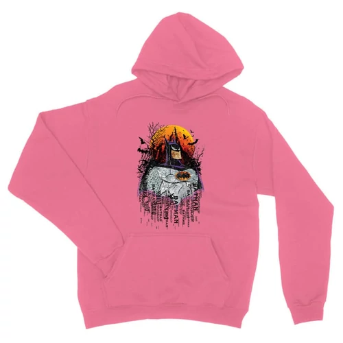 Világos rózsasín Batman unisex kapucnis pulóver - Batman Comic Grunge