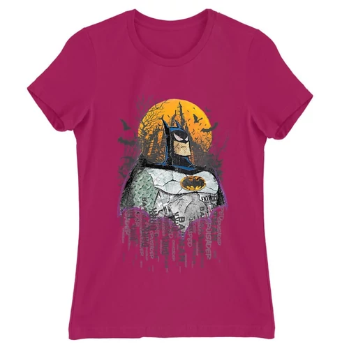 Pink Batman női rövid ujjú póló - Batman Comic Grunge