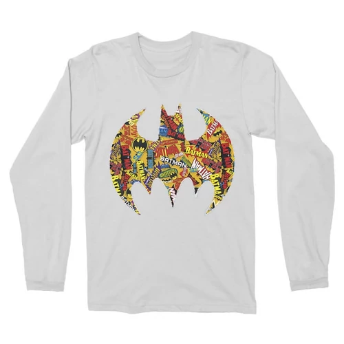 Fehér Batman férfi hosszú ujjú póló - Batman Comics Logó