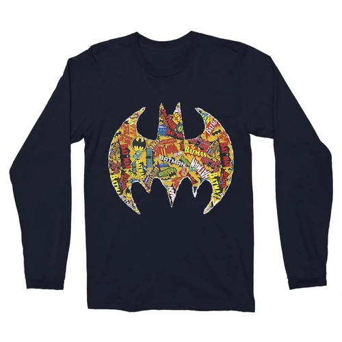 Sötétkék Batman férfi hosszú ujjú póló - Batman Comics Logó