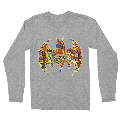 Sportszürke Batman férfi hosszú ujjú póló - Batman Comics Logó
