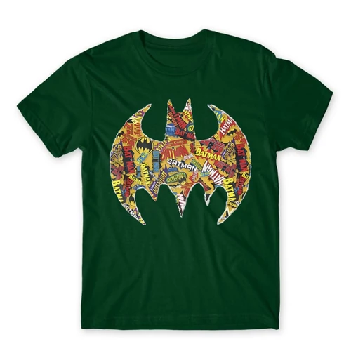 Sötétzöld Batman férfi rövid ujjú póló - Batman Comics Logó