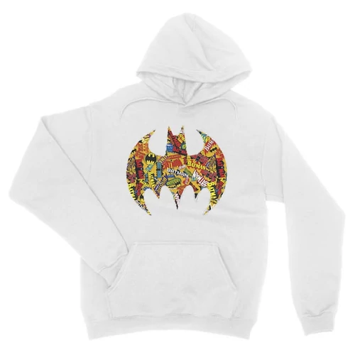 Fehér Batman unisex kapucnis pulóver - Comics Logó