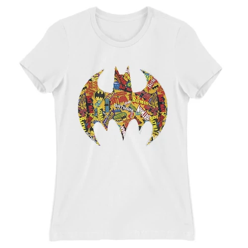 Fehér Batman női rövid ujjú póló - Batman Comics Logó