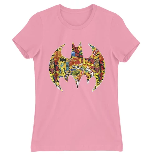 Világos rózsaszín Batman női rövid ujjú póló - Batman Comics Logó