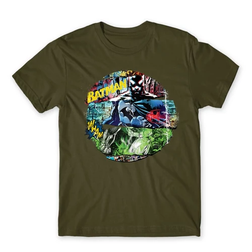 Khaki Batman férfi rövid ujjú póló - Batman Circle
