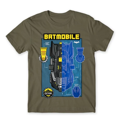 Cink Batman férfi rövid ujjú póló - Batmobile Blueprint