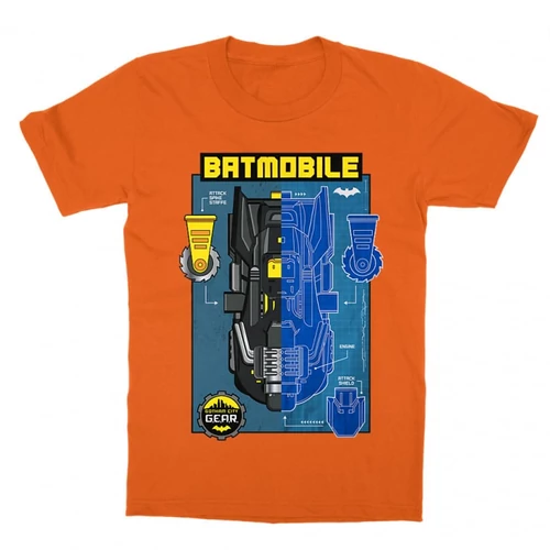 Narancs Batman gyerek rövid ujjú póló - Batmobile Blueprint