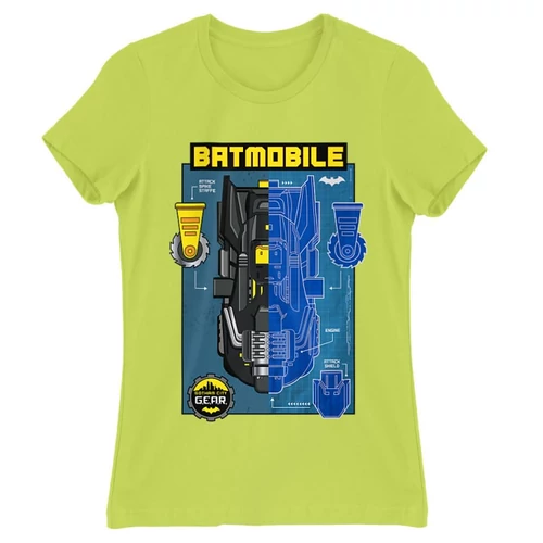 Almazöld Batman női rövid ujjú póló - Batmobile Blueprint