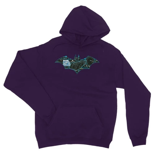 Sötétlila Batman unisex kapucnis pulóver - Digital logó