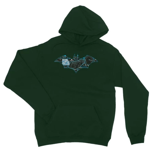Sötétzöld Batman unisex kapucnis pulóver - Digital logó
