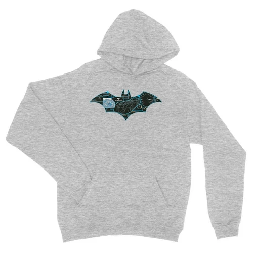 Sportszürke Batman unisex kapucnis pulóver - Digital logó