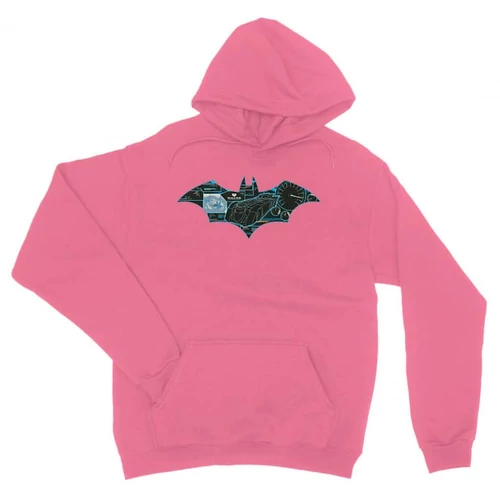 Világos rózsaszín Batman unisex kapucnis pulóver - Digital logó