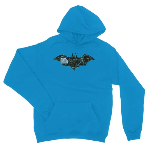 Zafírkék Batman unisex kapucnis pulóver - Digital logó