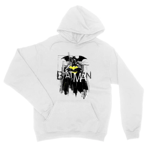 Fehér Batman unisex kapucnis pulóver - Grunge