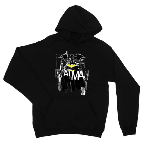 Fekete Batman unisex kapucnis pulóver - Grunge
