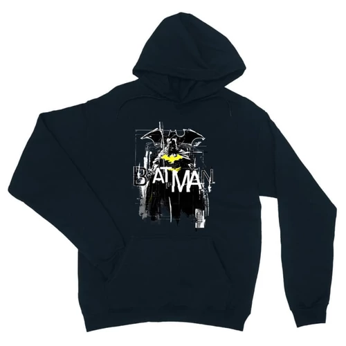 Sötétkék Batman unisex kapucnis pulóver - Grunge
