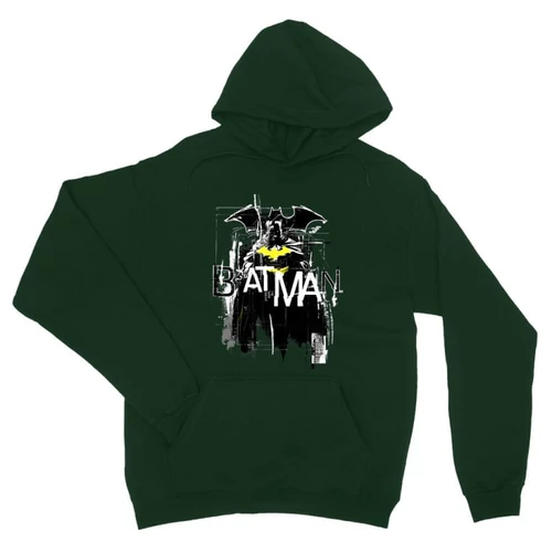 Sötétzöld Batman unisex kapucnis pulóver - Grunge