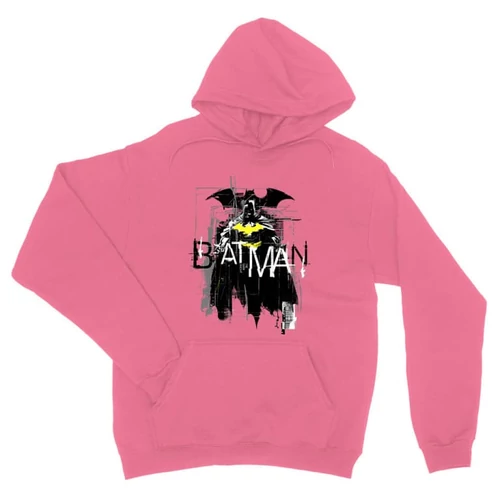 Világos rózsaszín Batman unisex kapucnis pulóver - Grunge