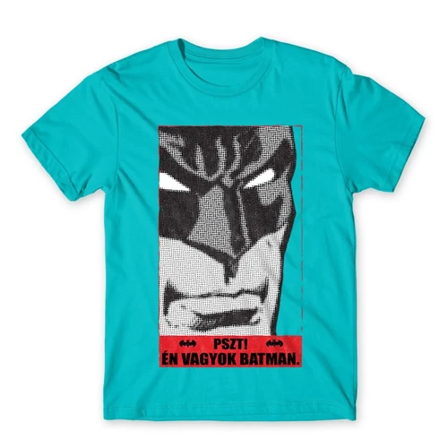 Atolkék Batman férfi rövid ujjú póló - Pszt! Én vagyok Batman