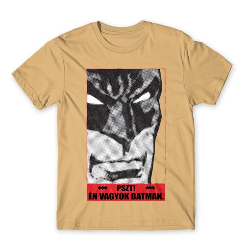 Homok Batman férfi rövid ujjú póló - Pszt! Én vagyok Batman