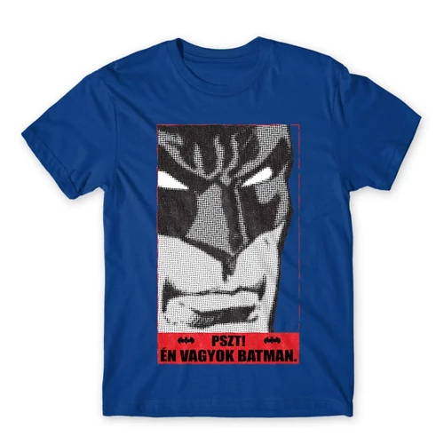 Királykék Batman férfi rövid ujjú póló - Pszt! Én vagyok Batman