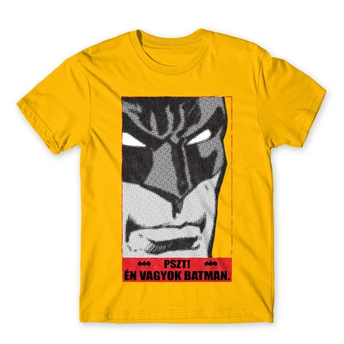 Sárga Batman férfi rövid ujjú póló - Pszt! Én vagyok Batman