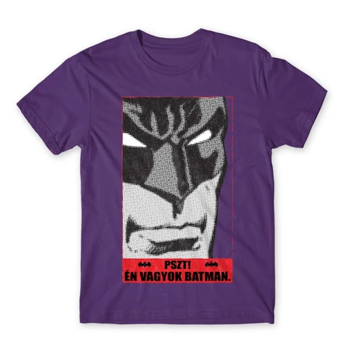 Sötétlila Batman férfi rövid ujjú póló - Pszt! Én vagyok Batman