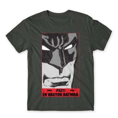 Sötétszürke Batman férfi rövid ujjú póló - Pszt! Én vagyok Batman
