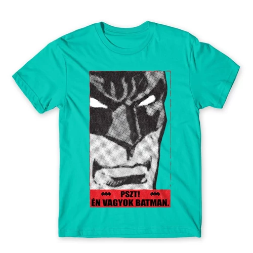 Türkiz Batman férfi rövid ujjú póló - Pszt! Én vagyok Batman