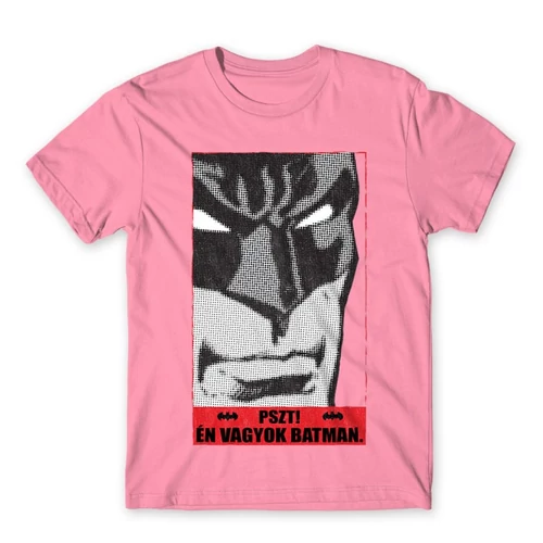 Világos rózsaszín Batman férfi rövid ujjú póló - Pszt! Én vagyok Batman