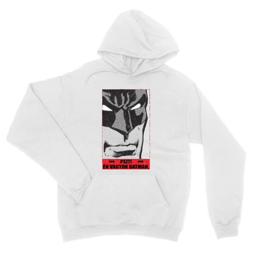 Fehér Batman unisex kapucnis pulóver - Pszt! Én vagyok Batman