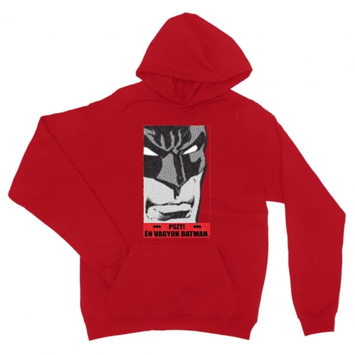 Piros Batman unisex kapucnis pulóver - Pszt! Én vagyok Batman