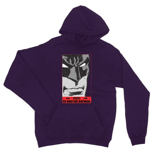 Sötétlila Batman unisex kapucnis pulóver - Pszt! Én vagyok Batman