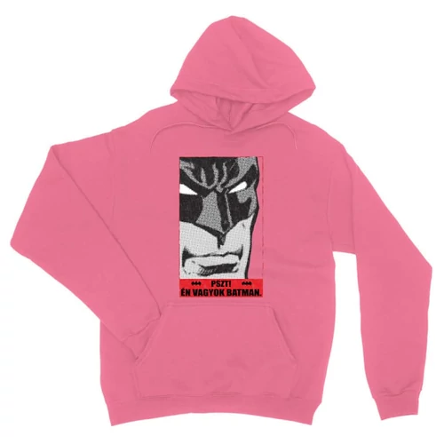 Világos rózsaszín Batman unisex kapucnis pulóver - Pszt! Én vagyok Batman